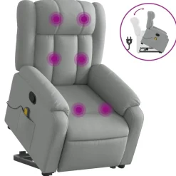 vidaXL Sta-op-massagestoel verstelbaar stof lichtgrijs