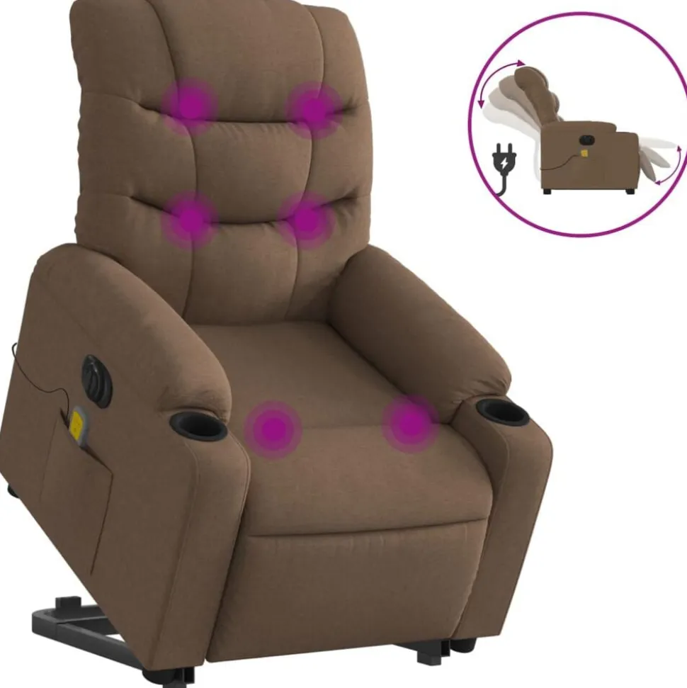vidaXL Sta-op-massagestoel elektrisch verstelbaar stof bruin