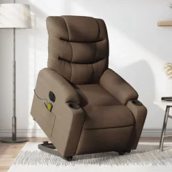 vidaXL Sta-op-massagestoel elektrisch verstelbaar stof bruin