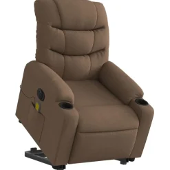 vidaXL Sta-op-massagestoel elektrisch verstelbaar stof bruin