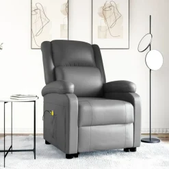 vidaXL Sta-op-massagestoel kunstleer grijs