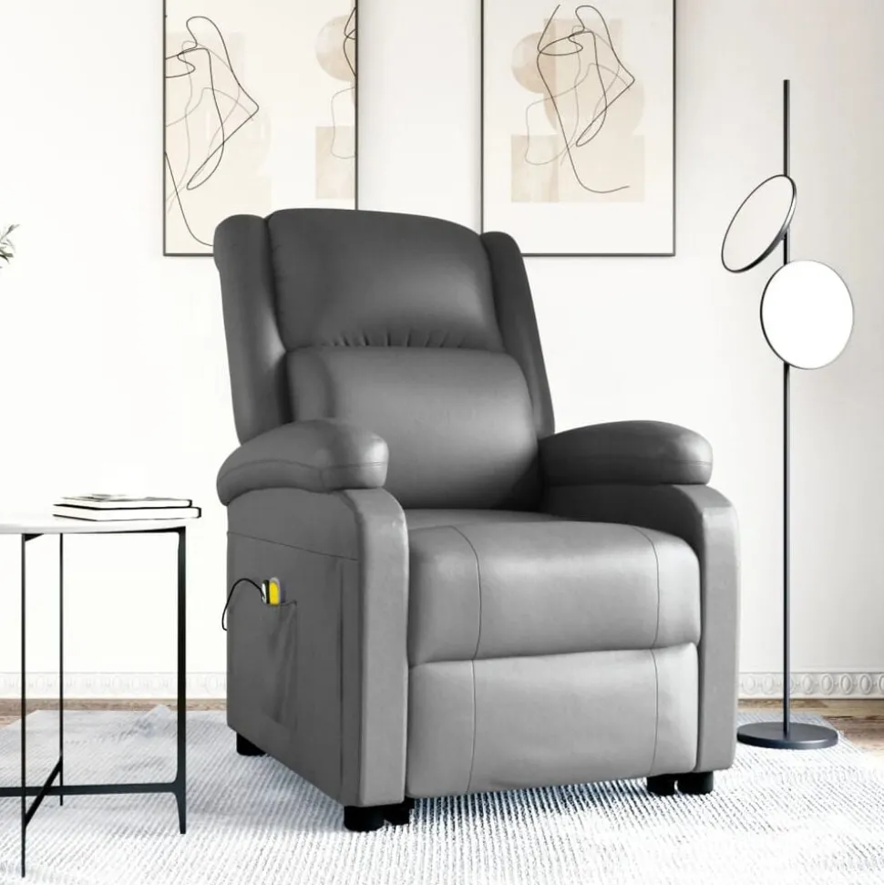 vidaXL Sta-op-massagestoel kunstleer grijs