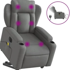 vidaXL Sta-op-massagestoel elektrisch verstelbaar stof donkergrijs