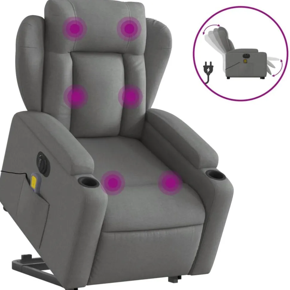 vidaXL Sta-op-massagestoel elektrisch verstelbaar stof donkergrijs