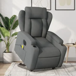 vidaXL Sta-op-massagestoel elektrisch verstelbaar stof donkergrijs