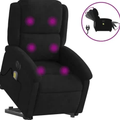 vidaXL Sta-op-massagestoel elektrisch verstelbaar fluweel zwart