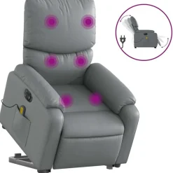 vidaXL Sta-op-massagestoel elektrisch kunstleer grijs