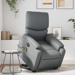 vidaXL Sta-op-massagestoel elektrisch kunstleer grijs