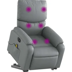 vidaXL Sta-op-massagestoel elektrisch kunstleer grijs