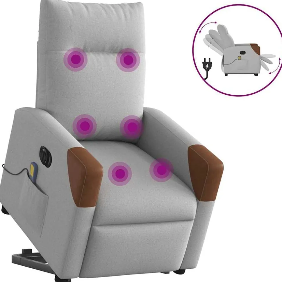 vidaXL Sta-op-massagestoel elektrisch verstelbaar stof wolk grijs