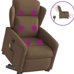 vidaXL Sta-op-massagestoel elektrisch verstelbaar stof bruin