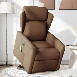 vidaXL Sta-op-massagestoel elektrisch verstelbaar stof bruin