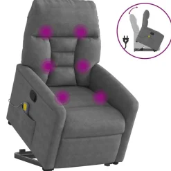 vidaXL Sta-op-massagestoel verstelbaar microvezelstof donkergrijs