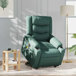 vidaXL Sta-op-massagestoel elektrisch verstelbaar stof donkergroen