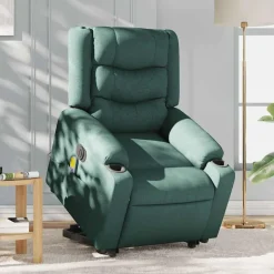 vidaXL Sta-op-massagestoel elektrisch verstelbaar stof donkergroen