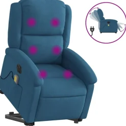 vidaXL Sta-op-massagestoel elektrisch verstelbaar fluweel blauw