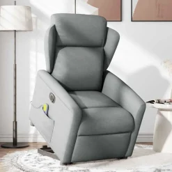 vidaXL Sta-op-massagestoel elektrisch verstelbaar stof lichtgrijs