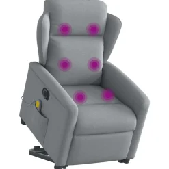 vidaXL Sta-op-massagestoel elektrisch verstelbaar stof lichtgrijs