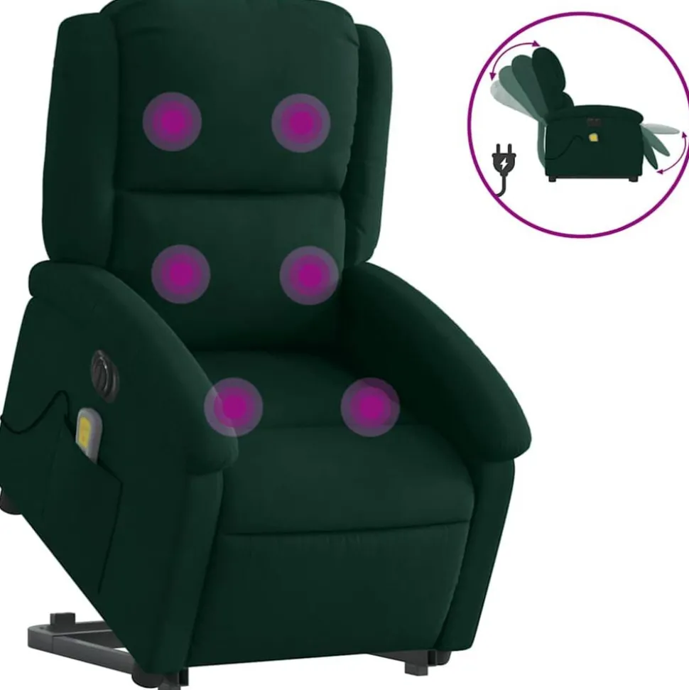 vidaXL Sta-op-massagestoel elektrisch verstelbaar fluweel donkergroen