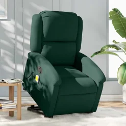 vidaXL Sta-op-massagestoel elektrisch verstelbaar fluweel donkergroen