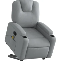 vidaXL Sta-op-massagestoel elektrisch verstelbaar stof lichtgrijs