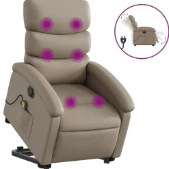 vidaXL Sta-op-massagestoel elektrisch kunstleer cappuccinokleurig