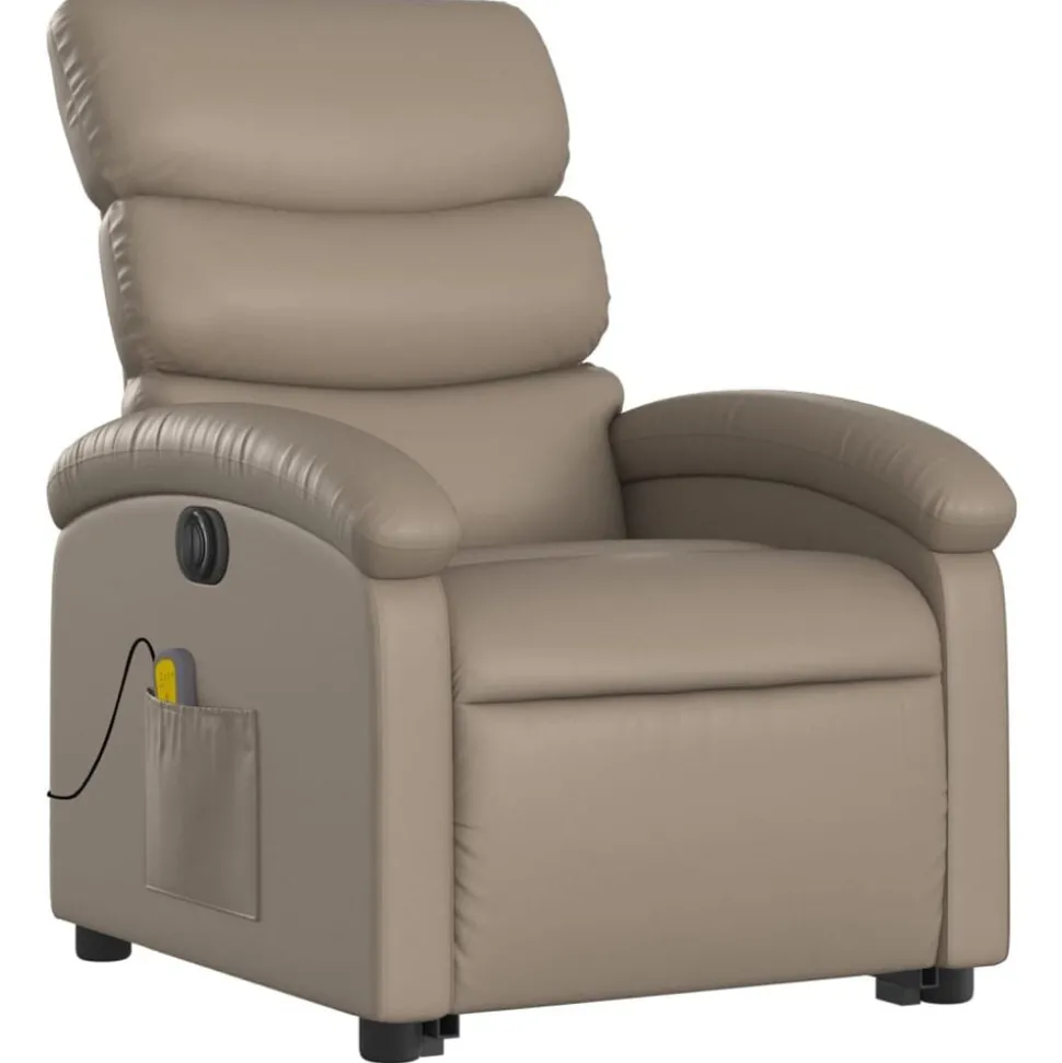 vidaXL Sta-op-massagestoel elektrisch kunstleer cappuccinokleurig