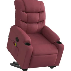 vidaXL Sta-op-massagestoel elektrisch verstelbaar stof wijnrood