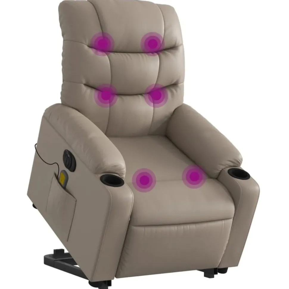 vidaXL Sta-op-massagestoel elektrisch kunstleer cappuccinokleurig