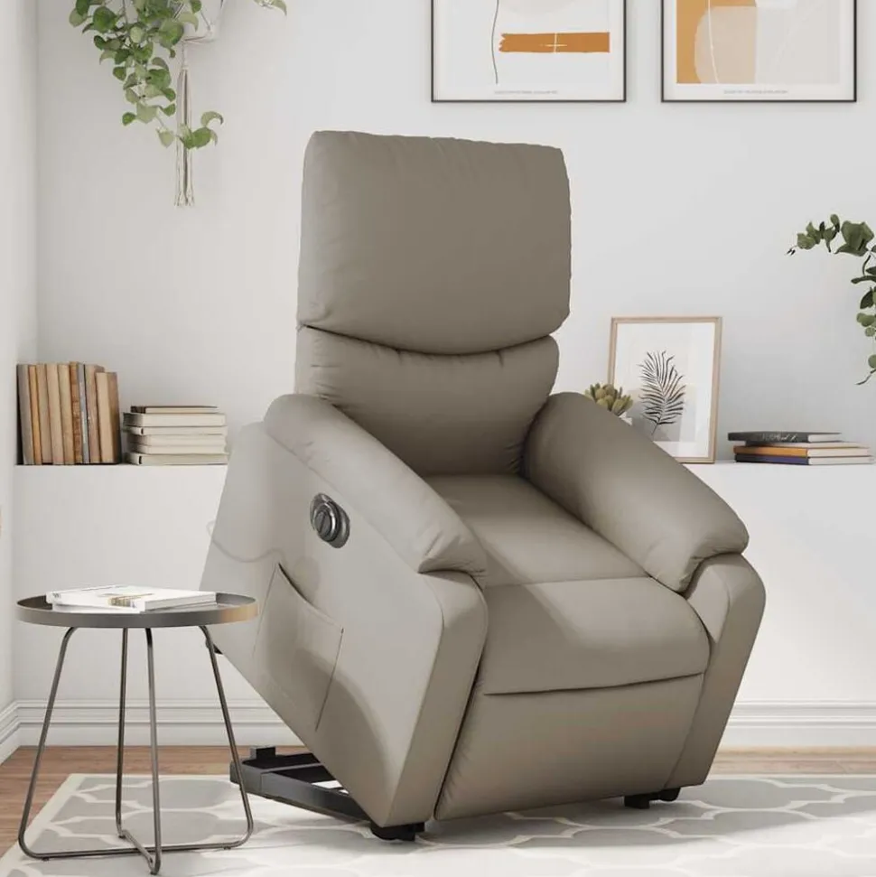vidaXL Sta-op-massagestoel elektrisch kunstleer cappuccinokleurig