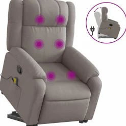 vidaXL Sta-op-massagestoel verstelbaar stof taupe