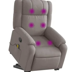 vidaXL Sta-op-massagestoel verstelbaar stof taupe