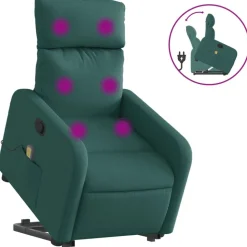 vidaXL Sta-op-massagestoel verstelbaar stof donkergroen