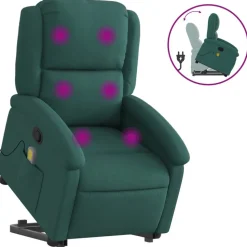 vidaXL Sta-op-massagestoel verstelbaar stof donkergroen