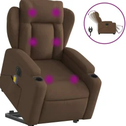 vidaXL Sta-op-massagestoel elektrisch verstelbaar stof bruin
