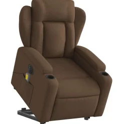 vidaXL Sta-op-massagestoel elektrisch verstelbaar stof bruin