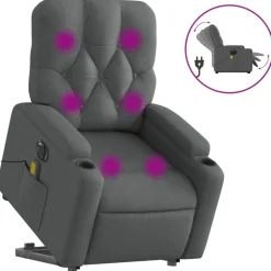 vidaXL Sta-op-massagestoel elektrisch verstelbaar stof donkergrijs