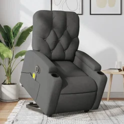 vidaXL Sta-op-massagestoel elektrisch verstelbaar stof donkergrijs