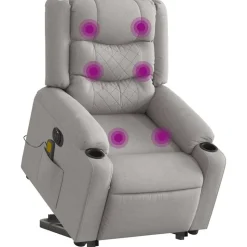 vidaXL Sta-op-massagestoel elektrisch verstelbaar stof wolk grijs