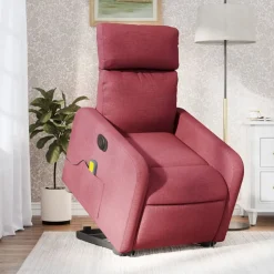 vidaXL Sta-op-massagestoel elektrisch verstelbaar stof wijnrood
