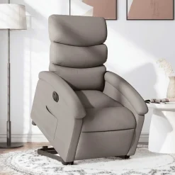 vidaXL Sta-op-stoel elektrisch verstelbaar stof taupe