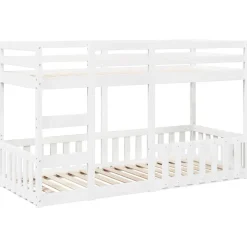 vidaXL Stapelbed massief grenenhout wit 80x200 cm