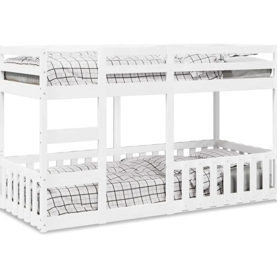 vidaXL Stapelbed massief grenenhout wit 80x200 cm