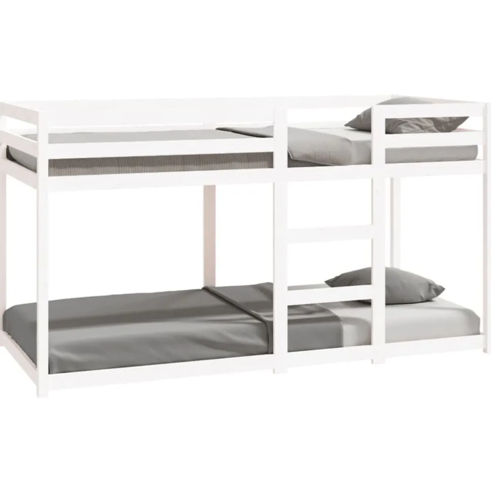 vidaXL Stapelbed massief grenenhout wit 90x200 cm