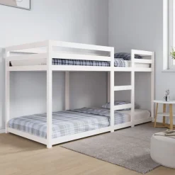 vidaXL Stapelbed massief grenenhout wit 90x200 cm
