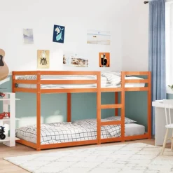 vidaXL Stapelbed massief grenenhout wasbruin 90x200 cm
