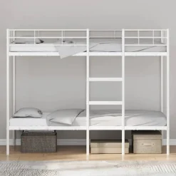 vidaXL Stapelbed zonder matras 75x190 cm staal wit