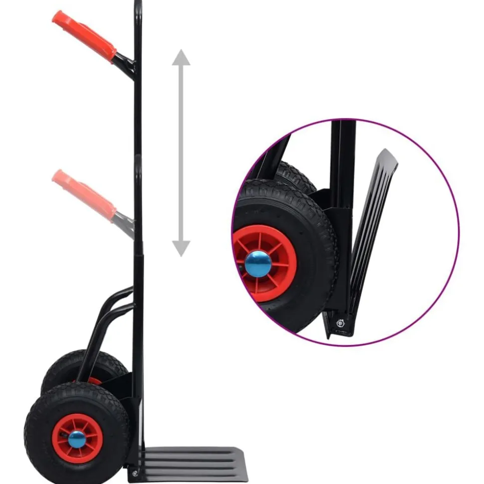 vidaXL Steekwagen telescopisch 200 kg zwart en rood