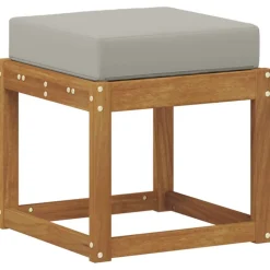 vidaXL Stoelbank met kussen Natuurlijk en Lichtgrijs 43 x 43 x 37 cm