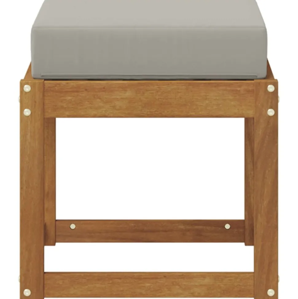 vidaXL Stoelbank met kussen Natuurlijk en Lichtgrijs 43 x 43 x 37 cm